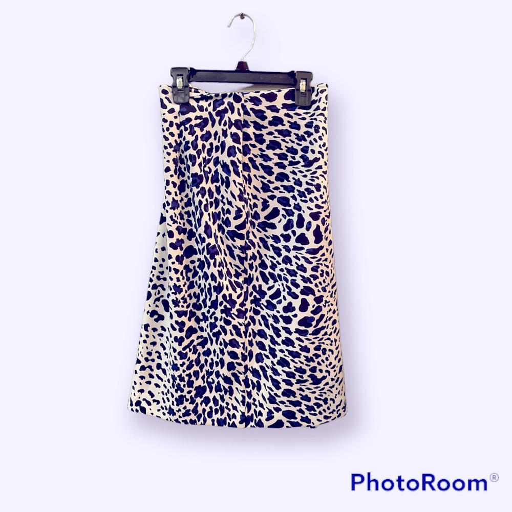 Blue leopard print pencil skirt